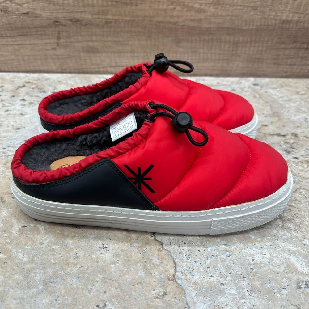 Ross Snow Red Puffer Scuff Mule Shoes Womens Slides Wool Lined Size US 8 - Picture 3 of 9